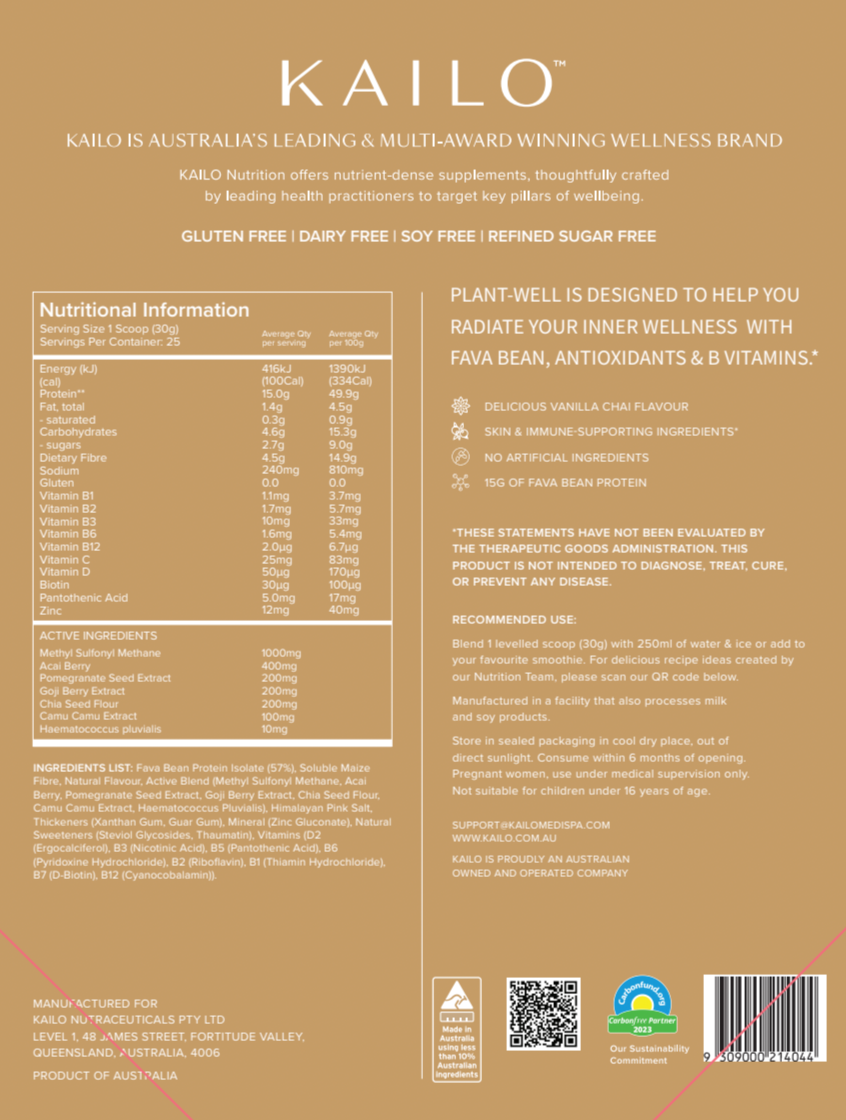 Plant Well (Plant Protein Super Blend) — Vanilla Chai 750g