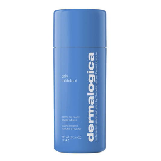 Blue bottle of Dermalogica daily microfoliant on a white background
